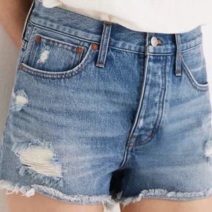 Madewell Relaxed Denim Shorts Button Fly Distressed Size 29 High Rise